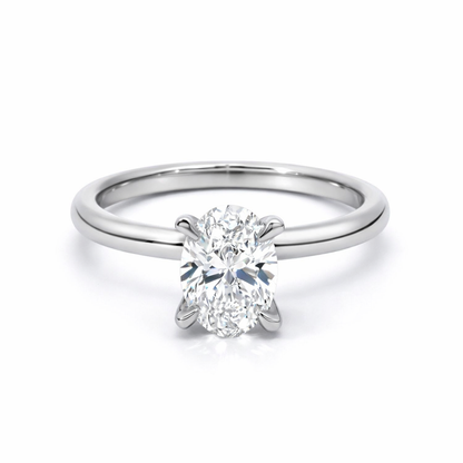 14K White Gold 1.00CT Oval Lab Grown Diamond Ring