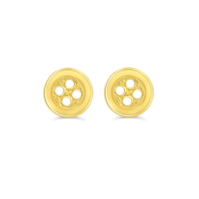 14K Yellow Gold Button Stud Baby Earrings