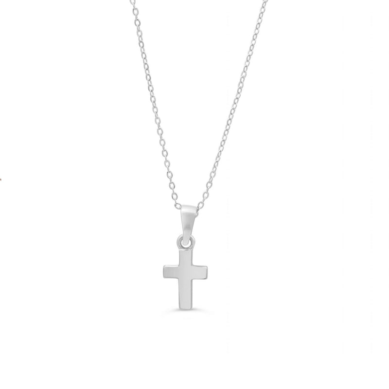 10K White Gold Cross Baby Pendant with 14&quot; Chain