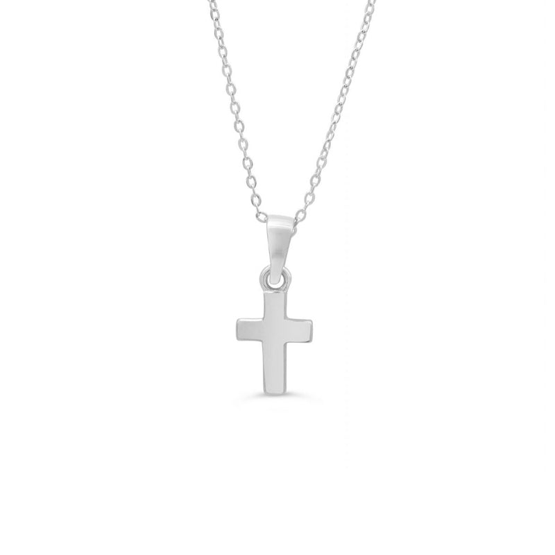 10K White Gold Cross Baby Pendant with 14&quot; Chain