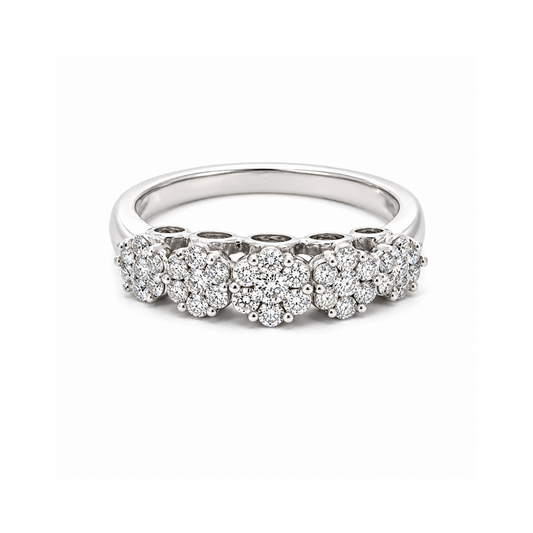 14K White Gold 0.52CT Diamond Flower Ring