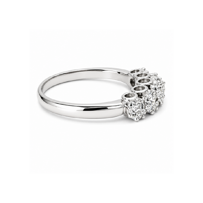 14K White Gold 0.52CT Diamond Flower Ring