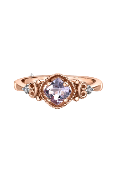 10K Rose Gold Pink Amethyst and Diamond Ring