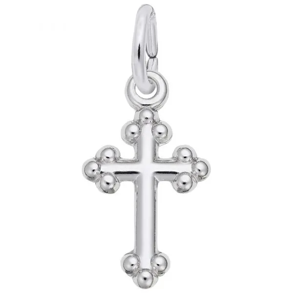 Sterling Silver Bottony Cross Accent Charm
