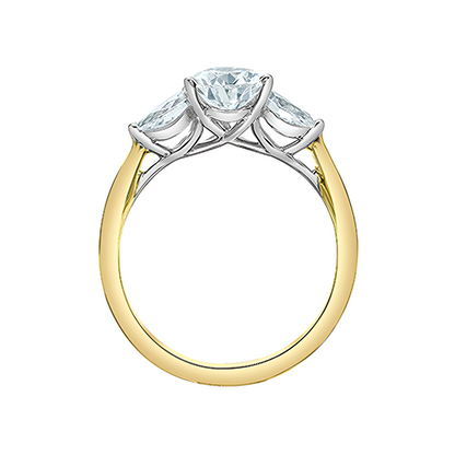 14K Yellow Gold 2.21TDW Lab Diamond Pear Engagement Ring