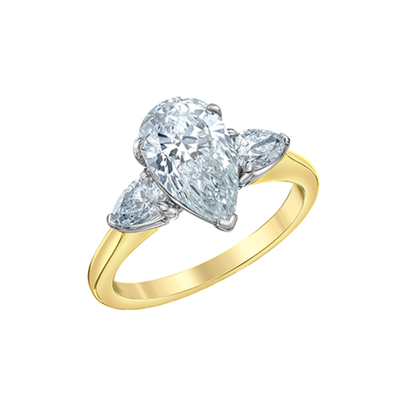 14K Yellow Gold 2.48TDW Pear Lab Grown Diamond Engagement Ring