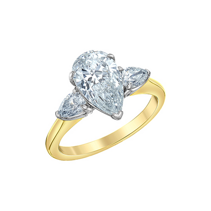 14K Yellow Gold 2.48TDW Pear Lab Grown Diamond Engagement Ring