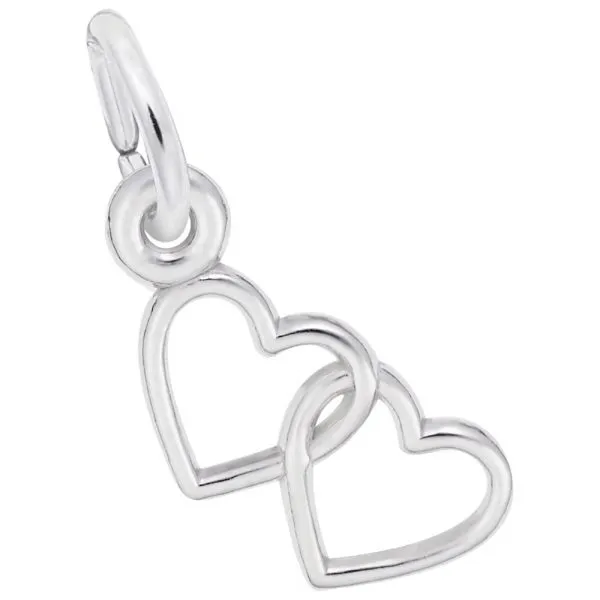 Sterling Silver Two Open Hearts Accent Charm