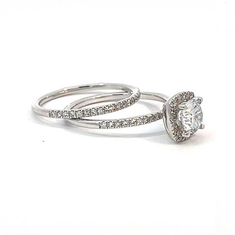 1.00TDW Lab Grown Diamond Ring Bridal Set in 14K White Gold