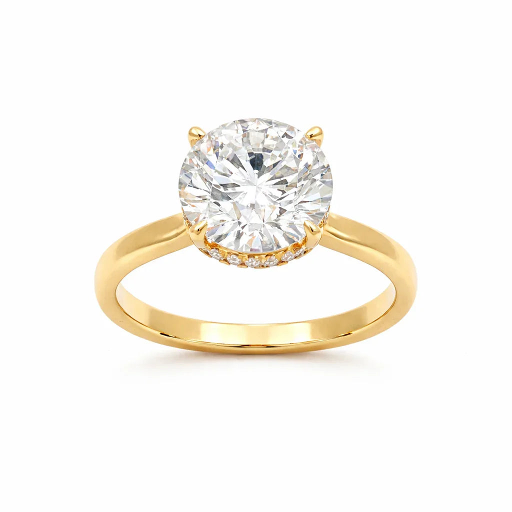 5.16 TDW Round Lab-Grown Diamond Solitaire Ring with 14K Yellow Gold