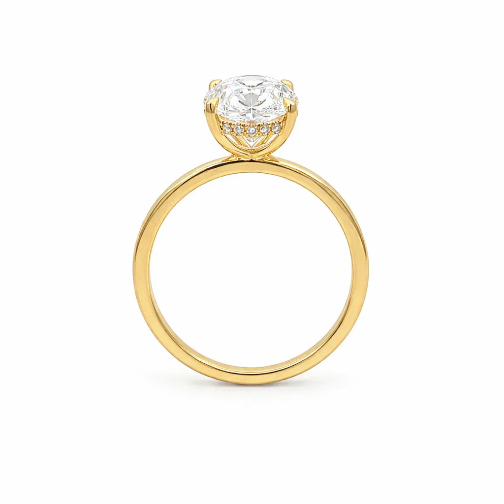 5.21 TDW Lab-Grown Diamond Solitaire Ring with Hidden Halo in 14K Yellow Gold