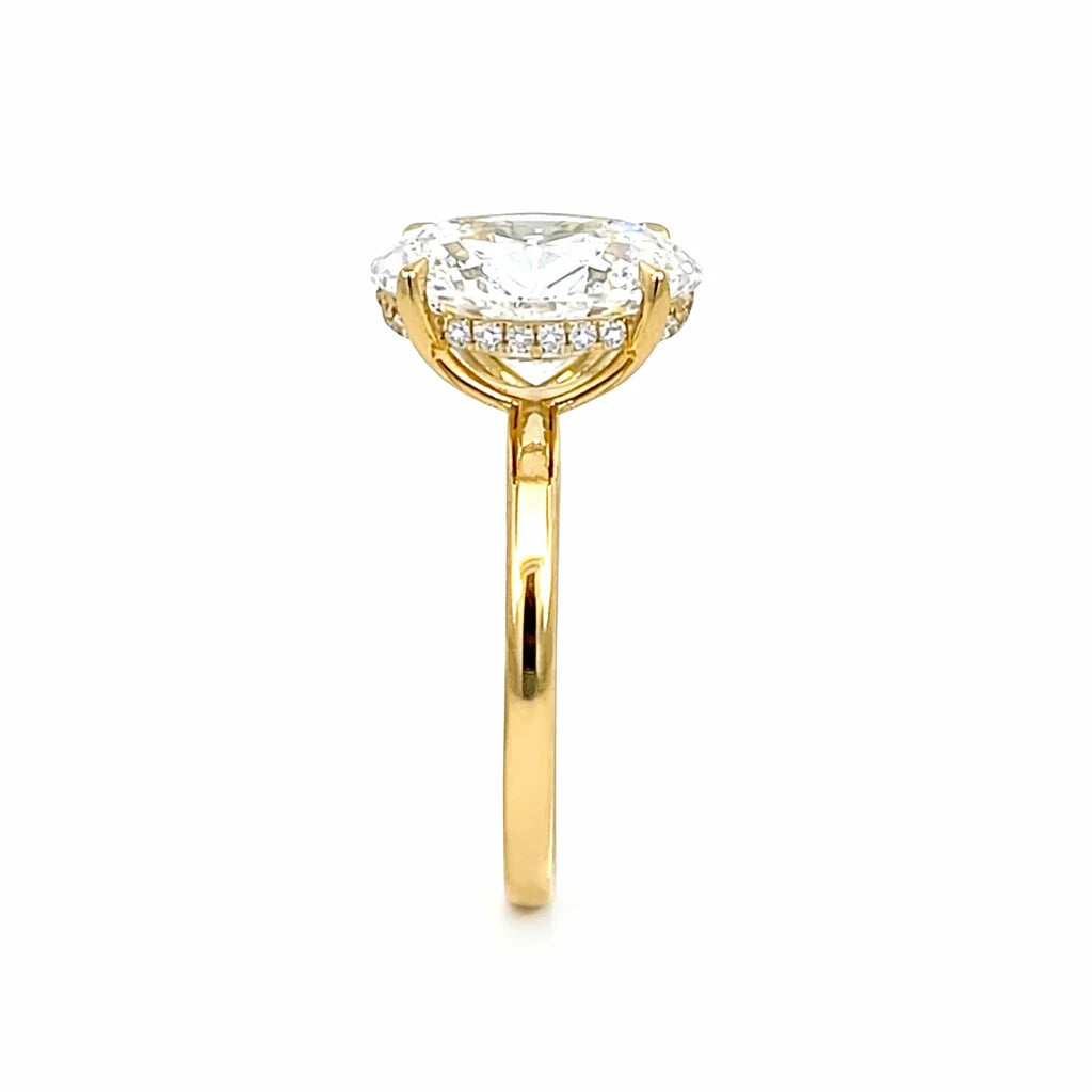 5.21 TDW Lab-Grown Diamond Solitaire Ring with Hidden Halo in 14K Yellow Gold