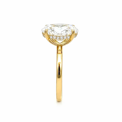 5.21 TDW Lab-Grown Diamond Solitaire Ring with Hidden Halo in 14K Yellow Gold