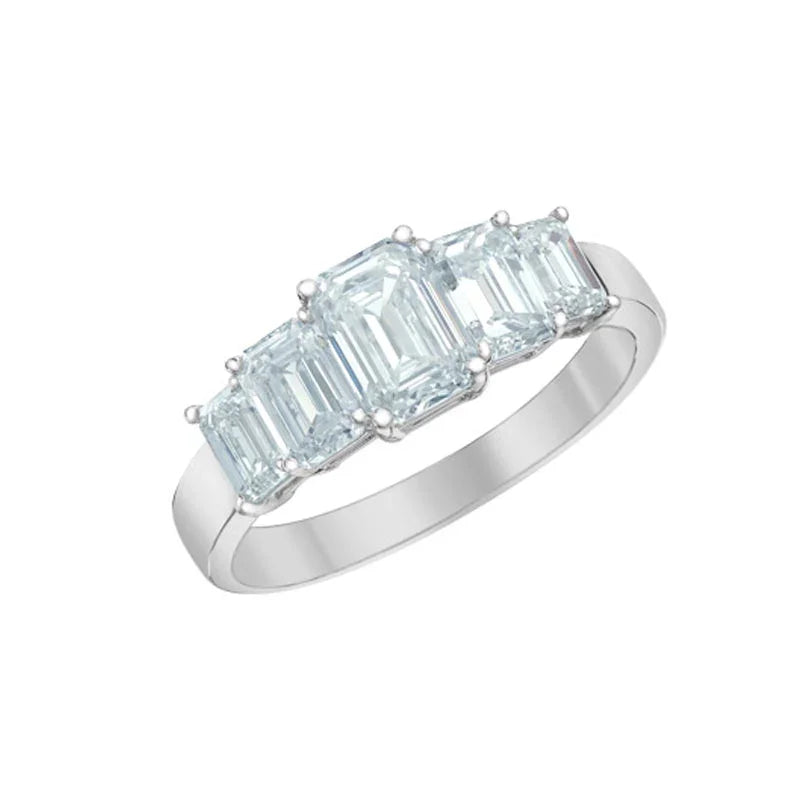 2.50TDW Emerald Lab Grown Diamond Engagement Ring in 14K White Gold 