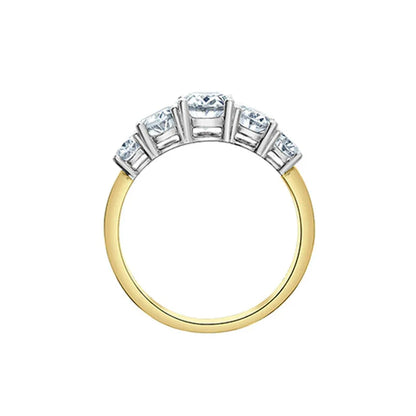 2.58TDW Lab Grown Oval Diamond Ring in 14K Yellow and White Gold