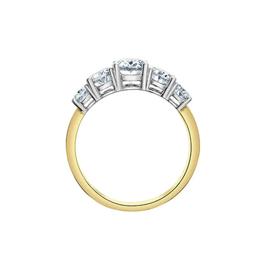 2.58TDW Lab Grown Oval Diamond Ring in 14K Yellow and White Gold