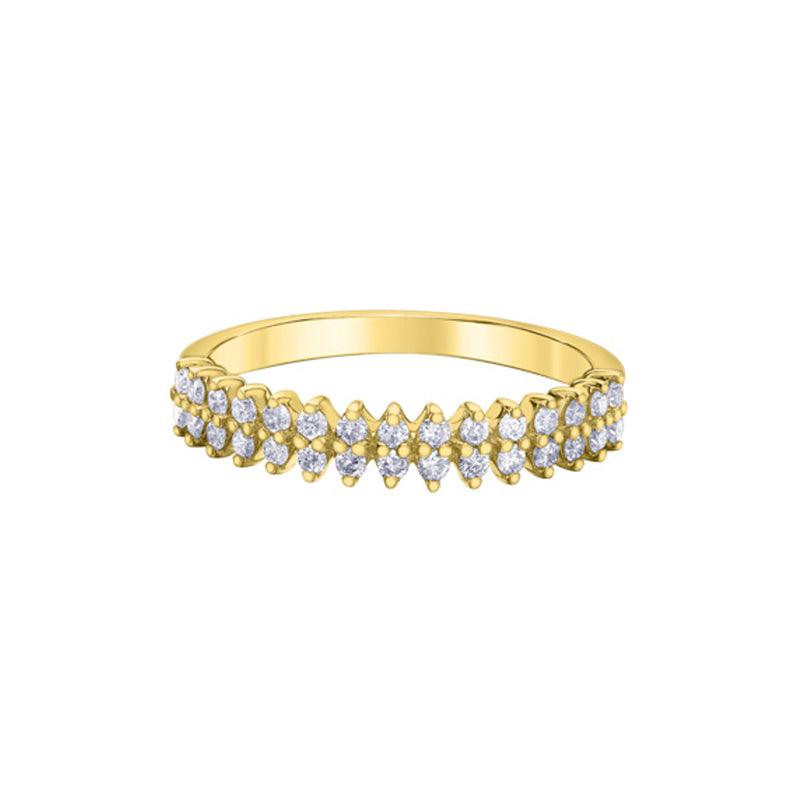 0.30TDW 2 Row Diamond Band in 10K Yellow Gold