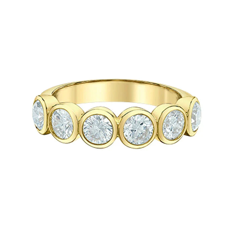 14K Yellow Gold Bezel-Set Lab Grow Diamond Band – 1.50ct Total