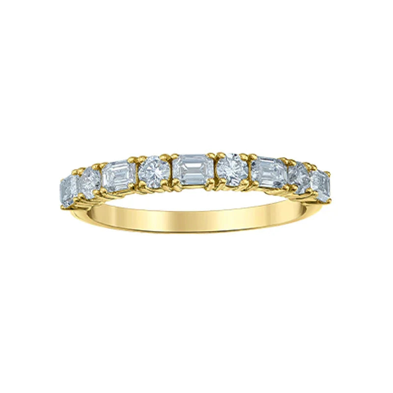 14K Yellow Gold 0.75ct Lab Grown Diamond & Emerald Band
