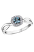 10K White Gold Blue Topaz and Diamond Halo Ring