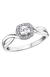 10K White Gold White Zircon and Diamond Halo Ring