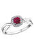 10K White Gold Ruby and Diamond Halo Ring