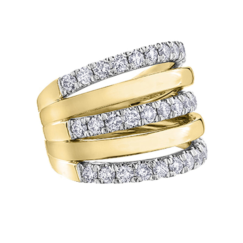 10K Yellow Gold 1.50tdw 33 Diamond Right Hand Ring