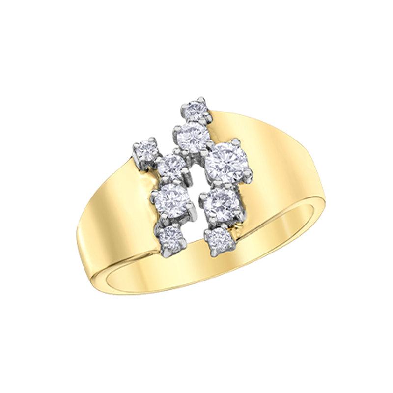 0.50TDW Diamond 10K Yellow Gold Fancy Ring