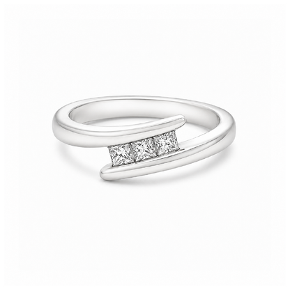 10K White Gold 0.18CT Square Cut Diamond Ring