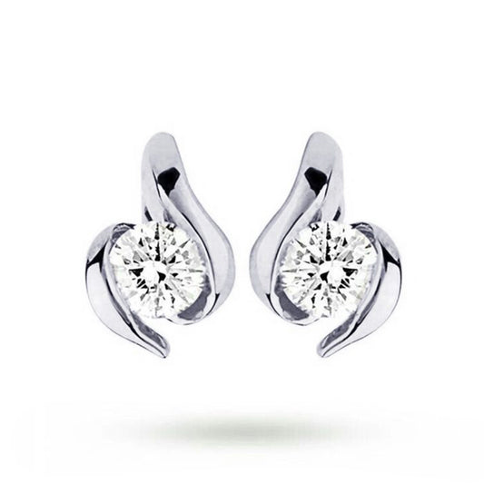 0.20CT Lab-Grown Diamond Bar-Set Stud Earrings in White Gold Plated Sterling Silver