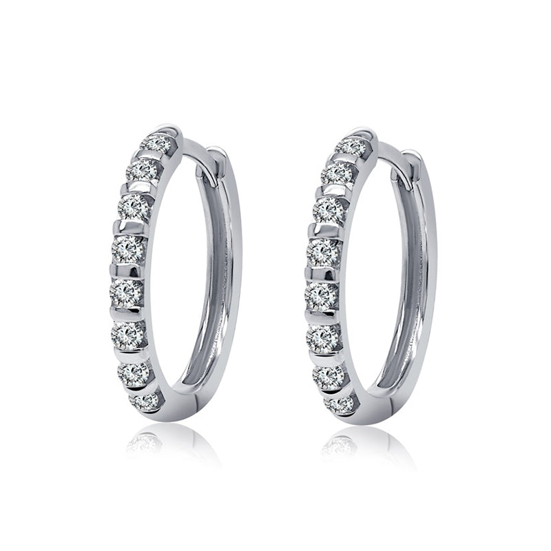 Sterling Silver White Gold Plated 0.33ct Lab Grown Diamond Hoop Earrings