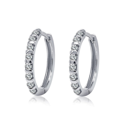Sterling Silver White Gold Plated 0.33ct Lab Grown Diamond Hoop Earrings