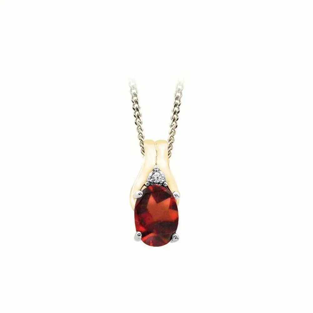 January Birthstone Pendant with Diamond Accent set in 10K Yellow gold
