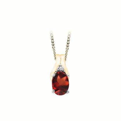January Birthstone Pendant with Diamond Accent set in 10K Yellow gold