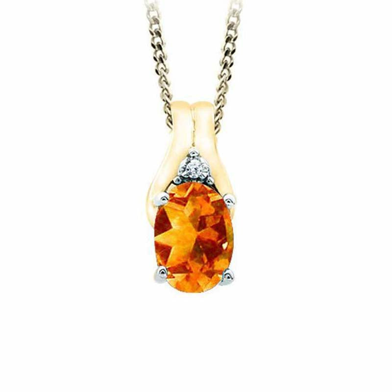 November Birthstone Pendant with Diamond Accent set in 10K Yellow gold