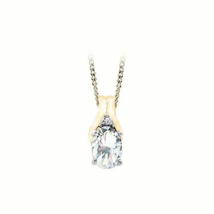 April Birthstone Pendant with Diamond Accent set in 10K Yellow gold