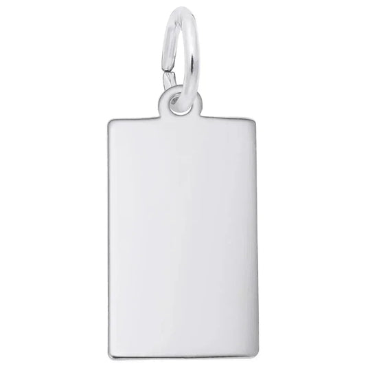 Sterling Silver Small Rectangle Dog Tag Charm