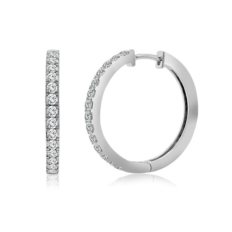 0.25ct Lab-Grown Diamond White Gold Plated Sterling Silver Hoop Earrings 