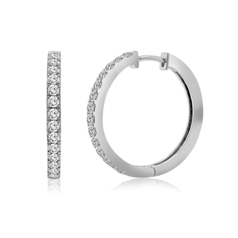 0.54ct Lab-Grown Diamond White Gold Plated Sterling Silver Hoop Earrings 