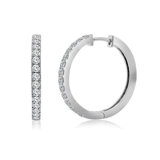 0.54ct Lab-Grown Diamond White Gold Plated Sterling Silver Hoop Earrings 