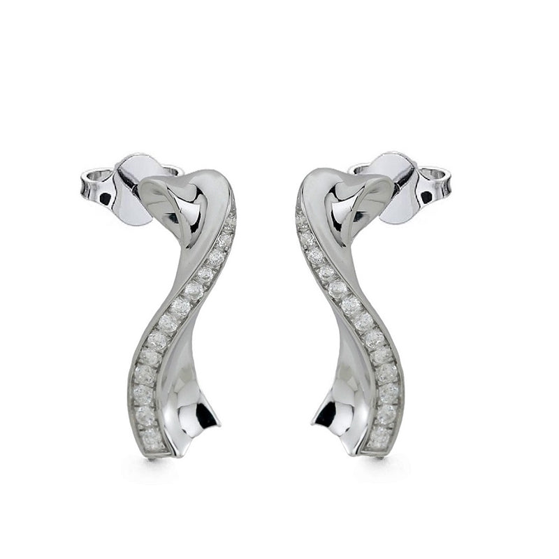 Sterling Silver White Gold Plated 0.16ct Lab Grown Diamond Journey Earrings