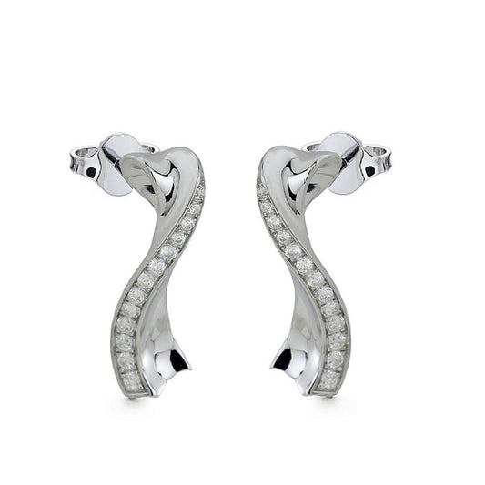 Sterling Silver White Gold Plated 0.16ct Lab Grown Diamond Journey Earrings