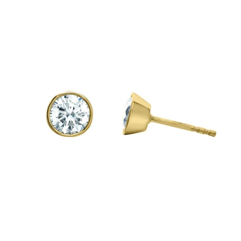 10K Yellow Gold 1.00TDW Lab Grown Diamond Solitare Bezel Earrings