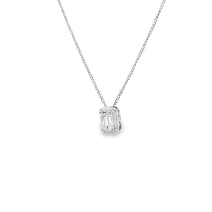10K White Gold 0.50CT Lab Diamond Emerald Cut Solitaire Pendant