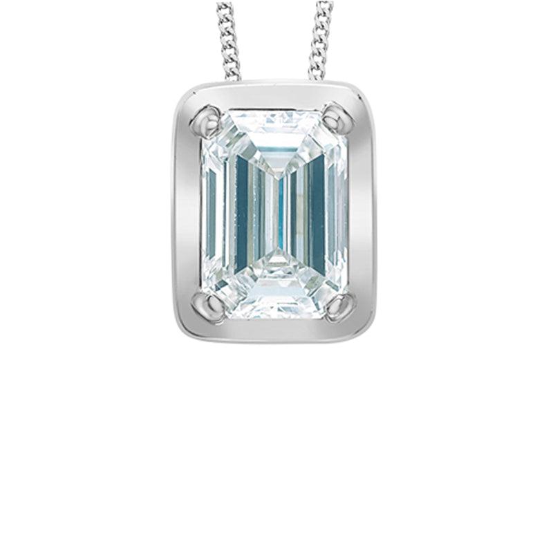 10K White Gold 0.50CT Lab Diamond Emerald Cut Solitaire Pendant