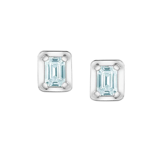 10K White Gold 0.46TTDW Lab Diamond Solitaire Emerald Cut Earrings