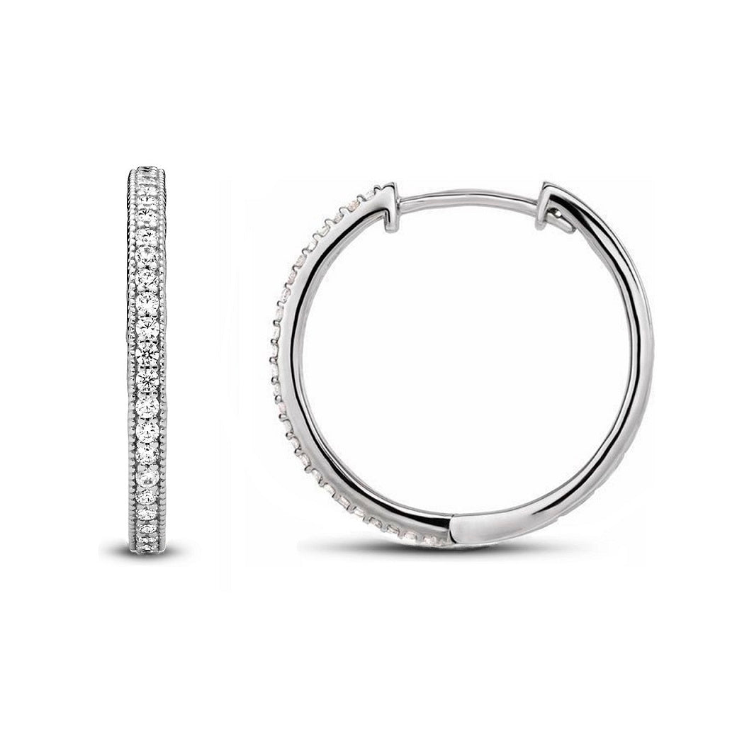 0.18ct TDW Lab Grown Diamond Sterling Silver White Gold Plated Hoop Earrings