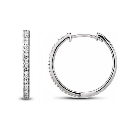 0.18ct TDW Lab Grown Diamond Sterling Silver White Gold Plated Hoop Earrings