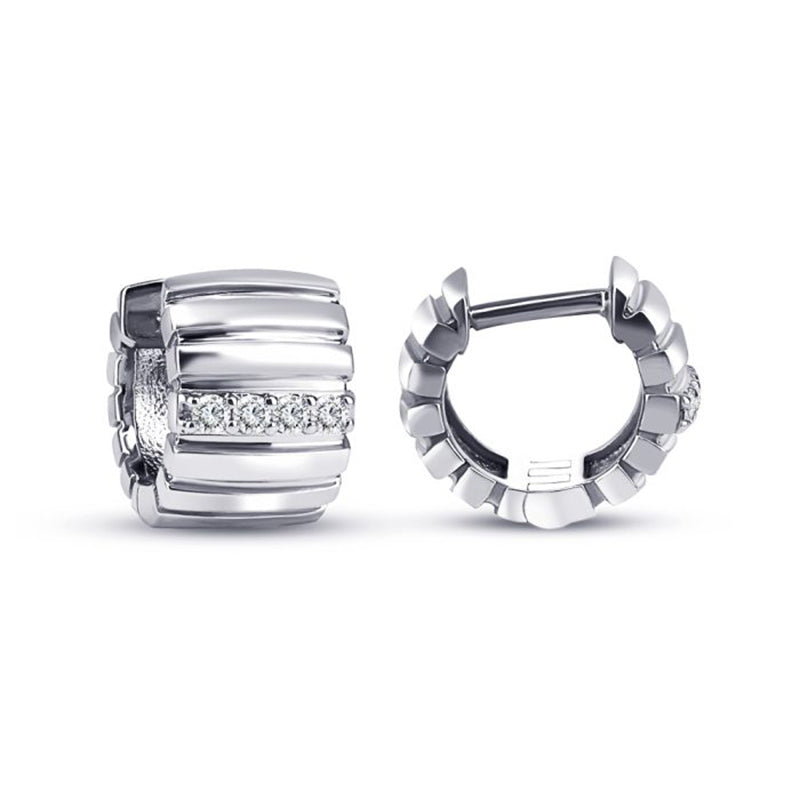 Sterling Silver White Gold Plated 0.15ct Lab Grown Diamond Hoop Earrings