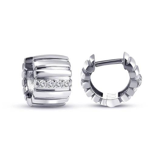 Sterling Silver White Gold Plated 0.15ct Lab Grown Diamond Hoop Earrings
